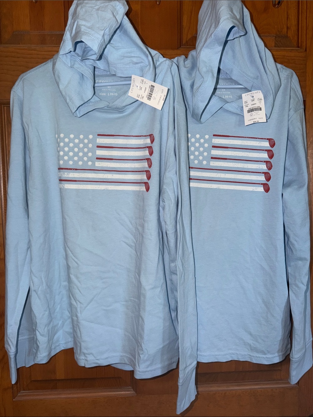 NWT J Crew Factory Crewcuts golf flag hoodie in calm blue, L 10-11